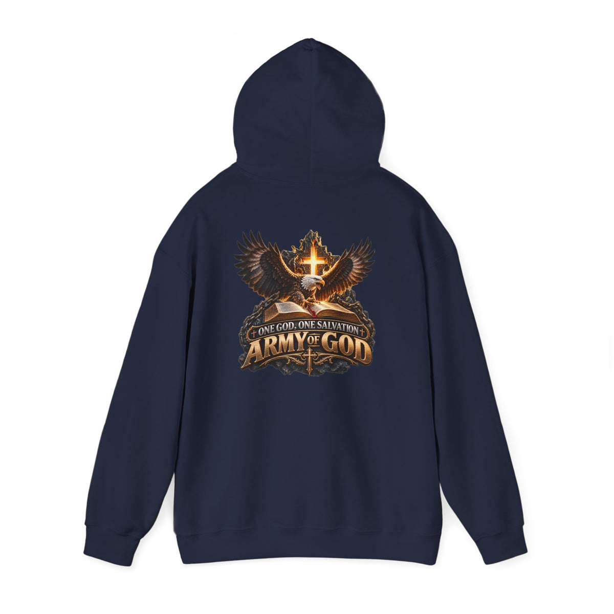 Army of God Christian Cross Hoodie — One God, One Salvation Graphic Sweatshirt
