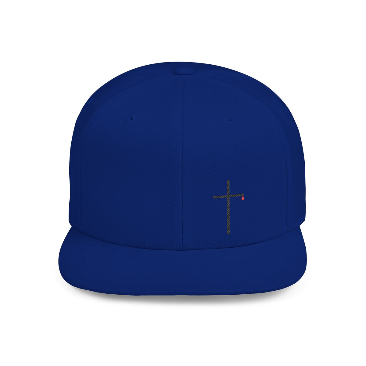 Embroidered Cross Snapback Hat — Minimal Christian Flat Bill Cap