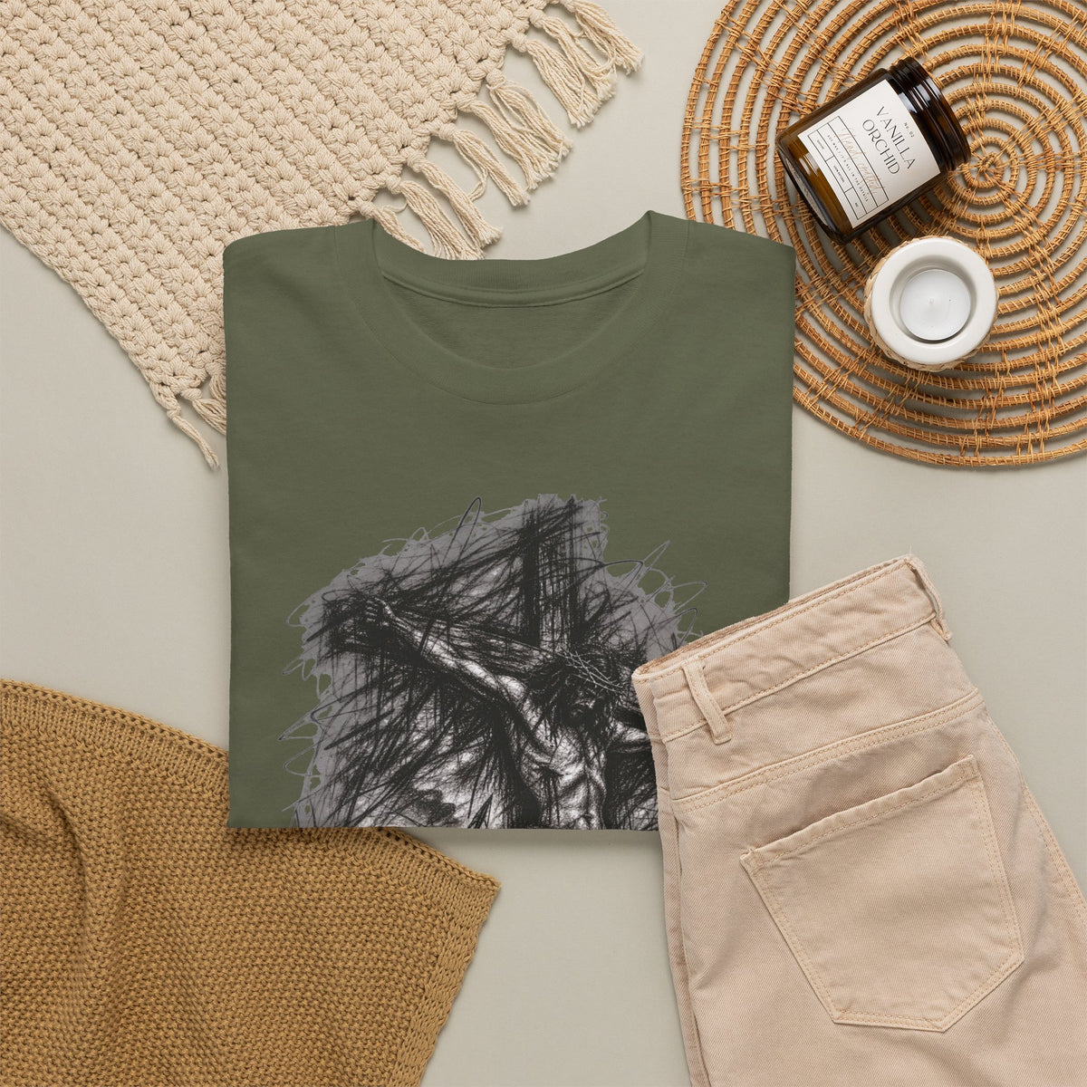Jesus on the Cross Sketch T-Shirt – Christian Faith Design