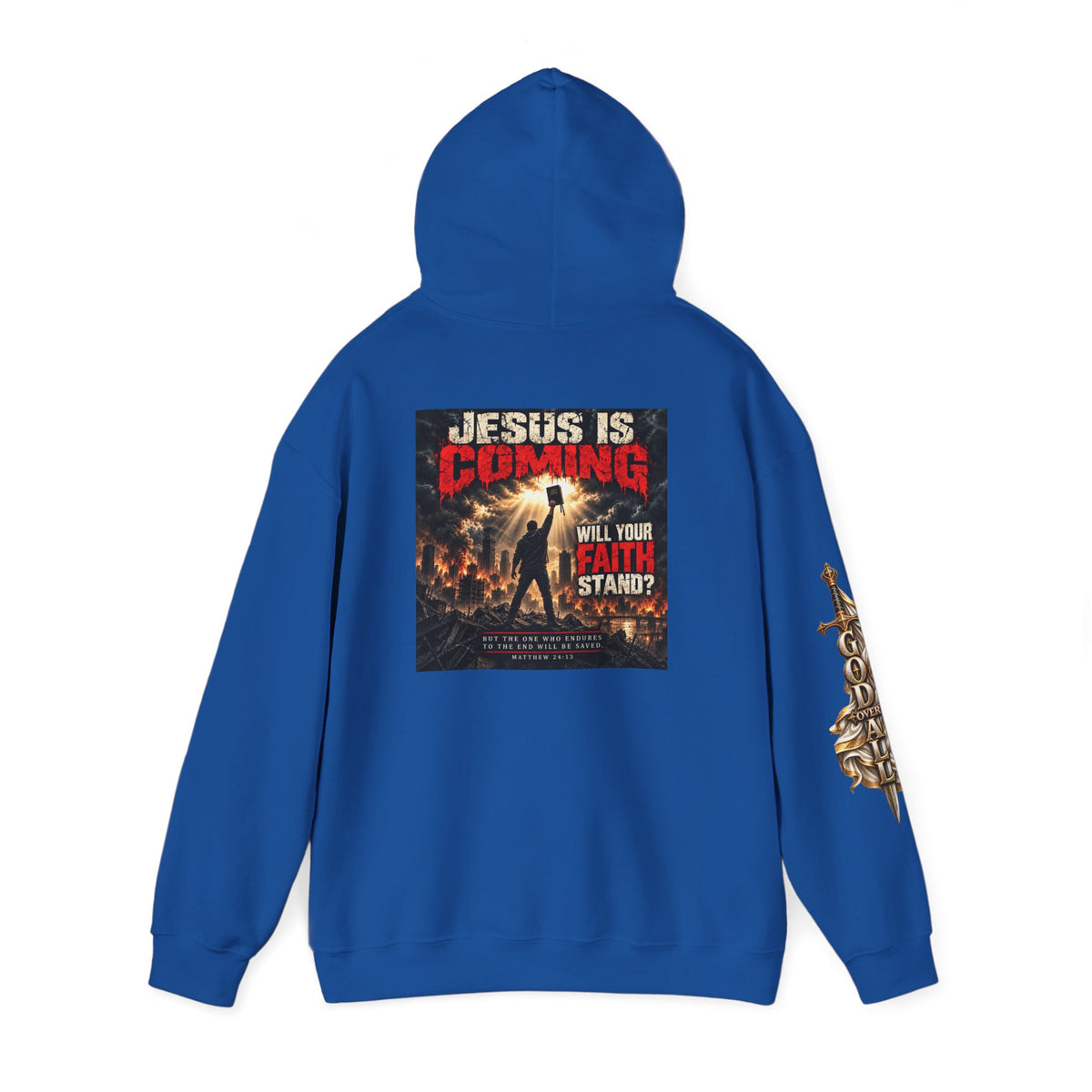 Religious Graphic Hoodie — "Jesus Is Coming / One God One Salvation" Apocalyptic Faith Sweater