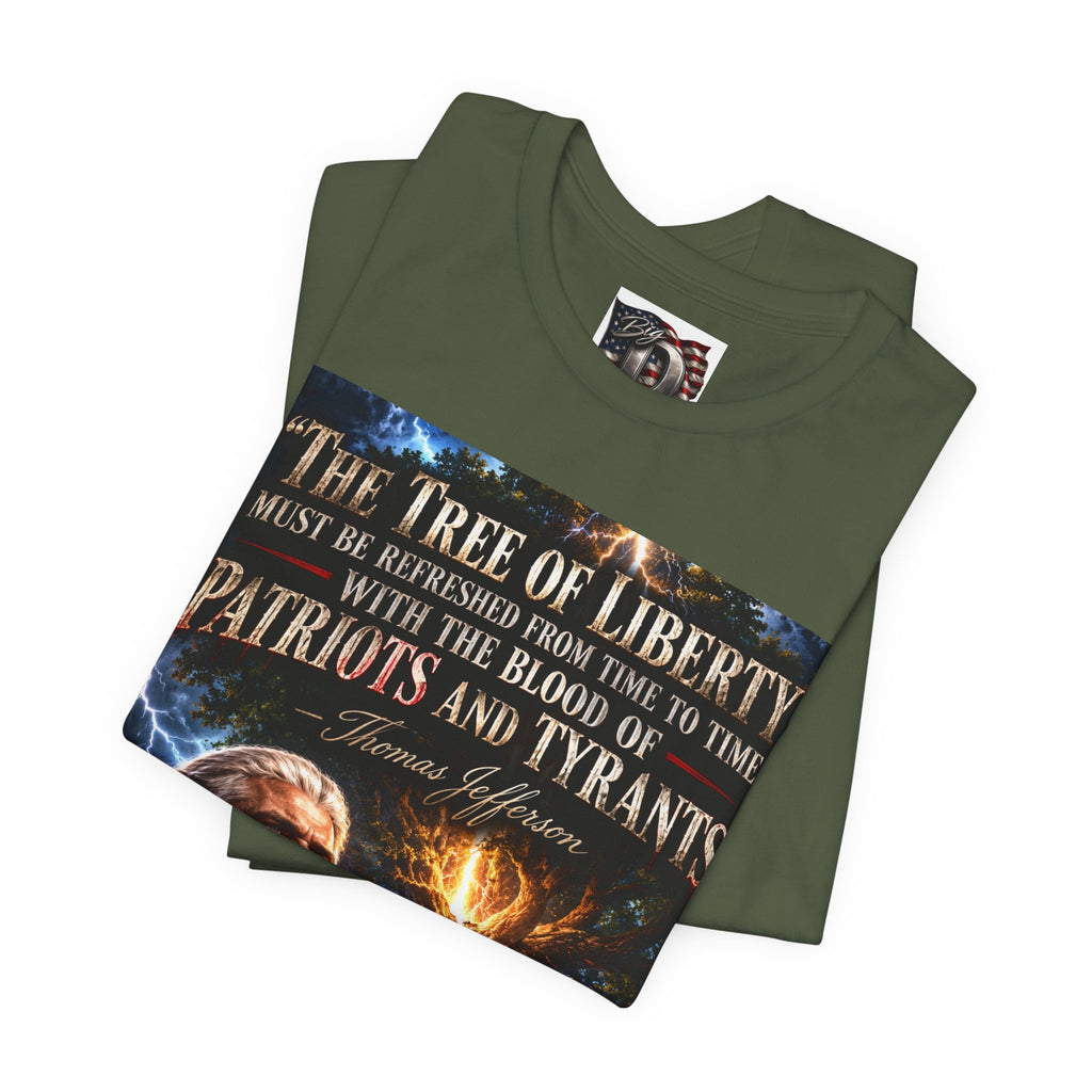Tree of Liberty quote Tee | George Washington portrait, lightning, dramatic patriotic design