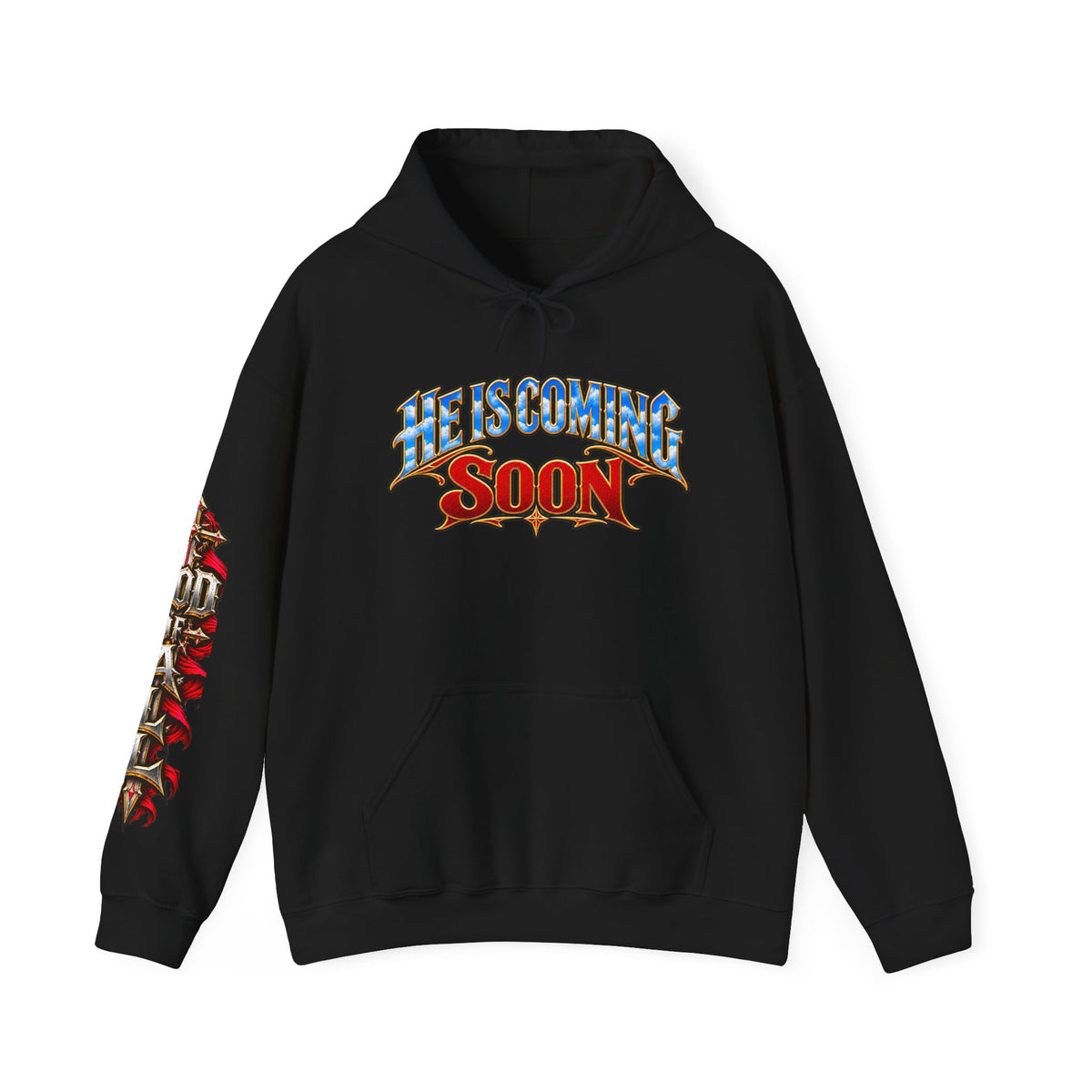He Is Coming Soon Christian Hoodie – Front, Back & Sleeve Design