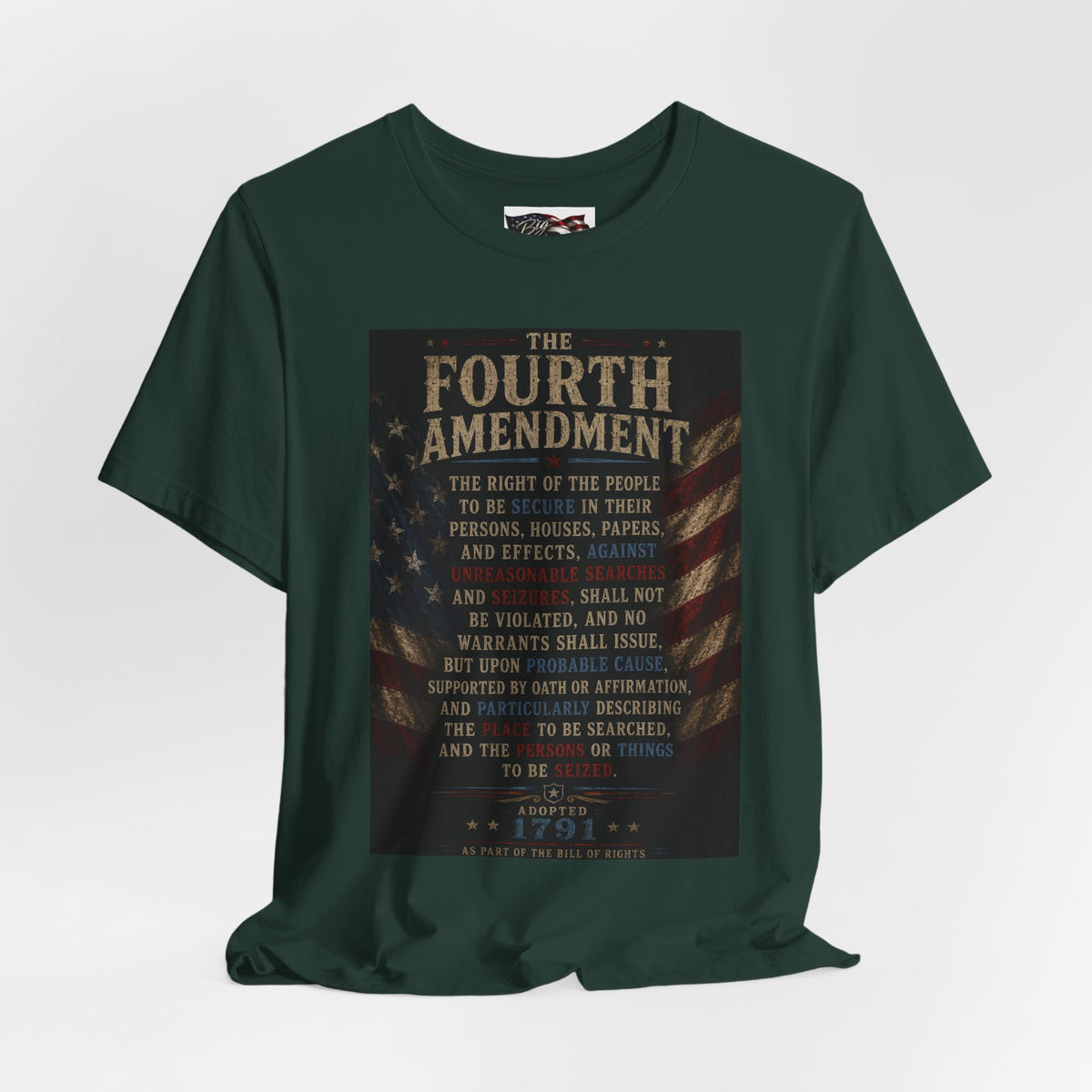 Fourth Amendment text tee | Constitution rights shirt, patriotic flag design