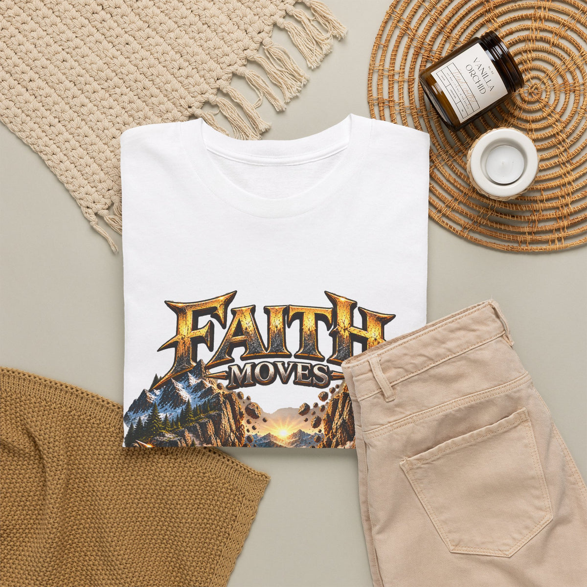 Faith Moves Mountains Inspirational Christian T-Shirt