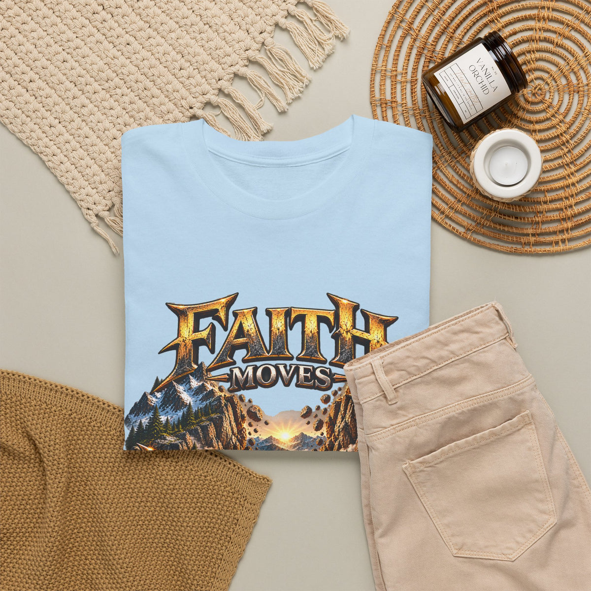 Faith Moves Mountains Inspirational Christian T-Shirt