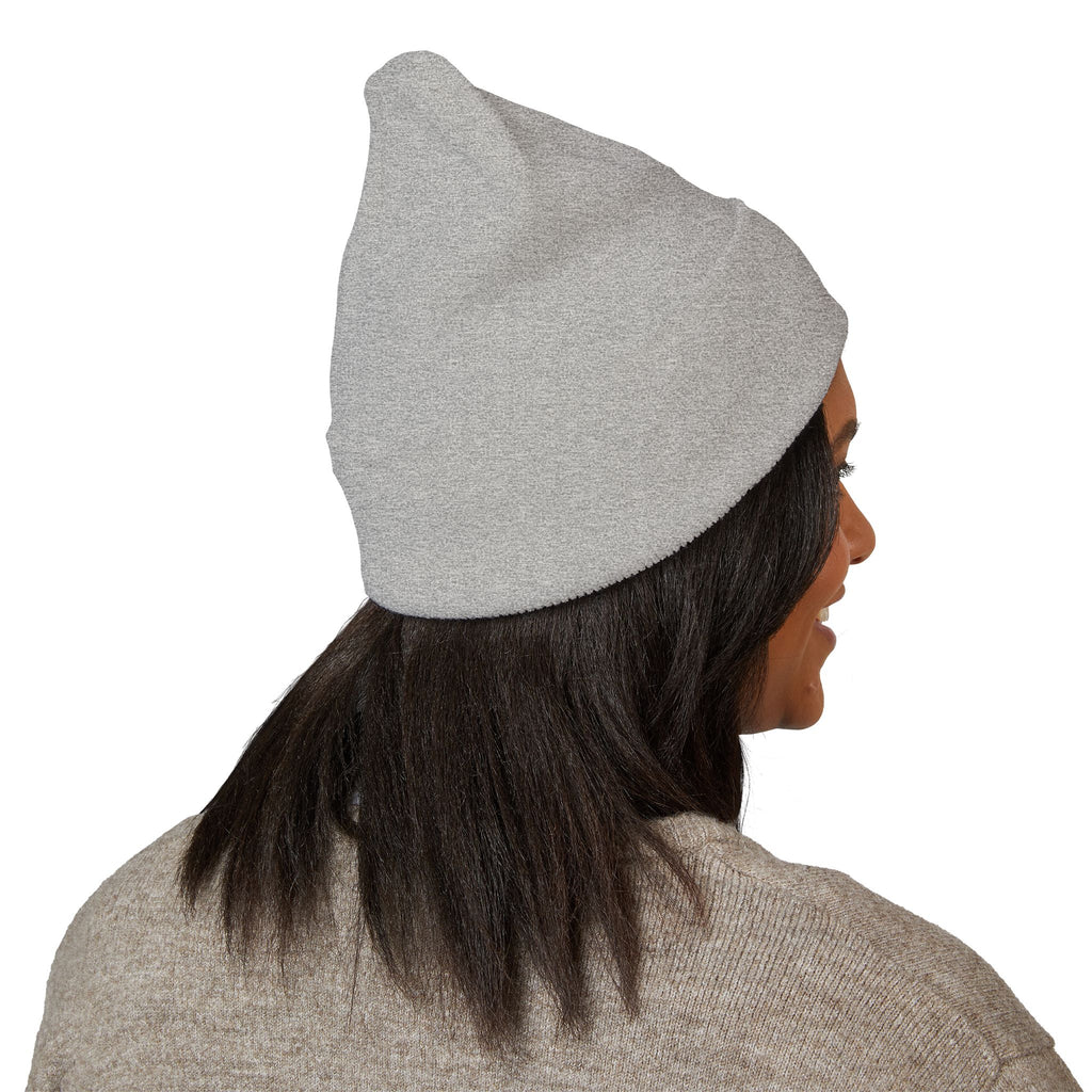 Embroidered Gold Cross Cuffed Beanie — Minimal Faith Winter Hat