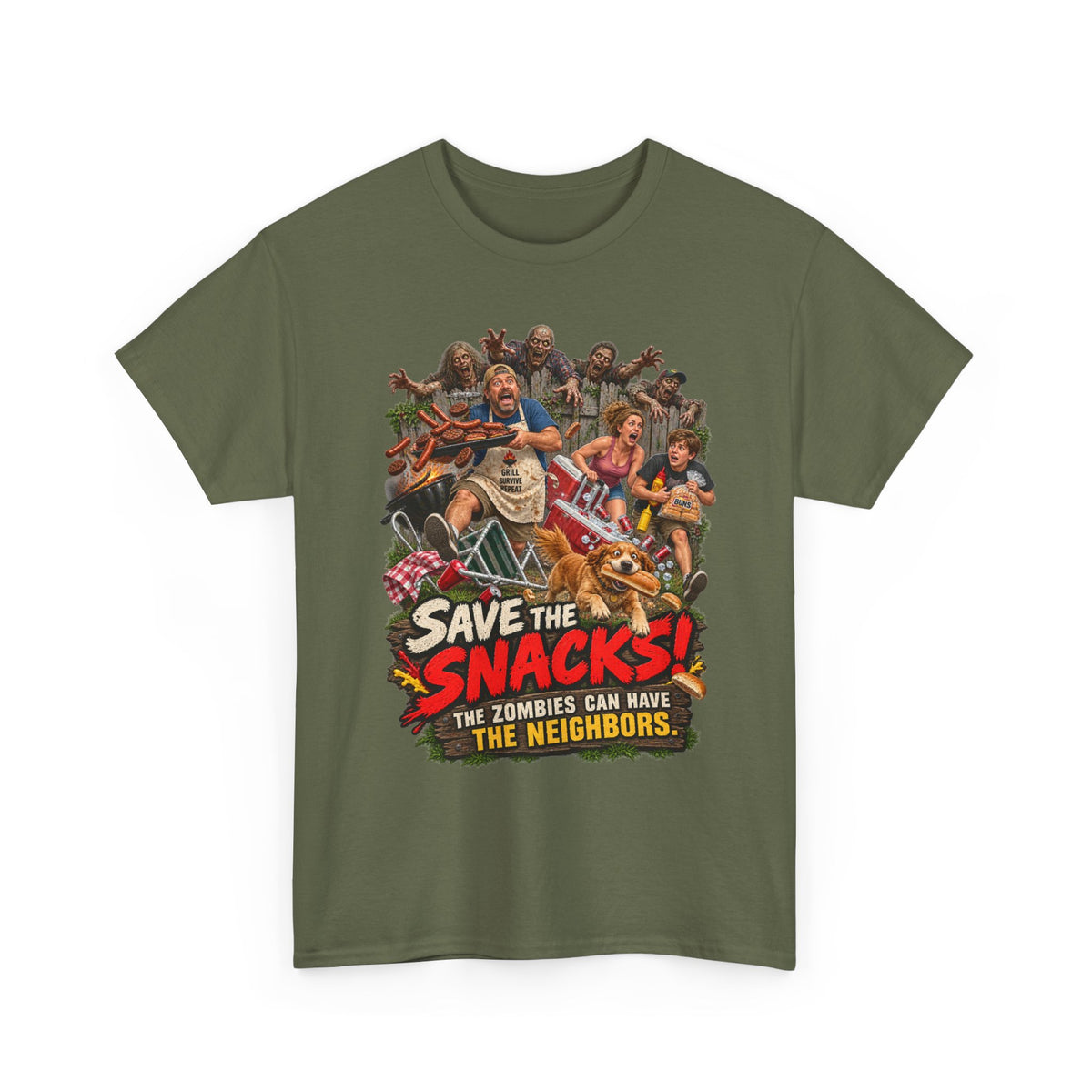 Save the Snacks Zombie Apocalypse Graphic T-Shirt