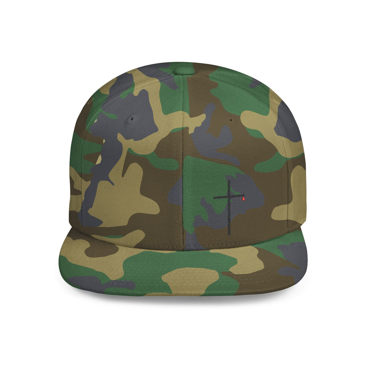 Embroidered Cross Snapback Hat — Minimal Christian Flat Bill Cap