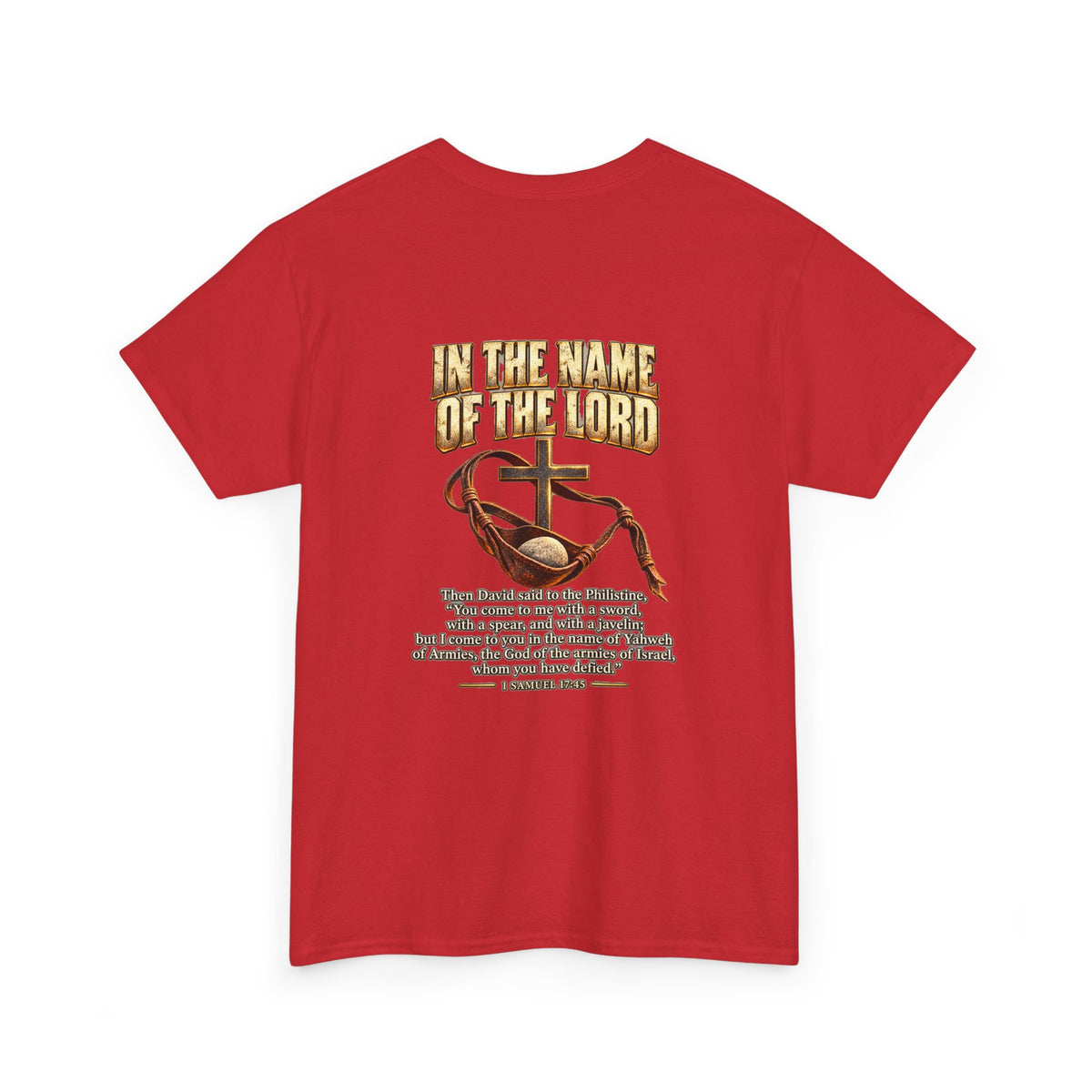 Christian Faith T-Shirt — "In the Name of the Lord" Cross & Scripture Graphic Tee