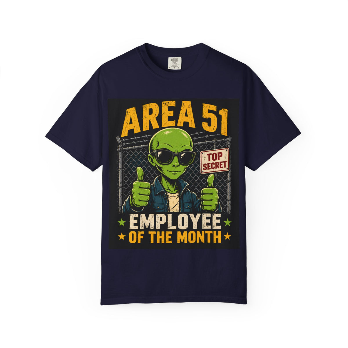 Area 51 Employee of the Month T-Shirt | Alien Thumbs Up Top Secret Design