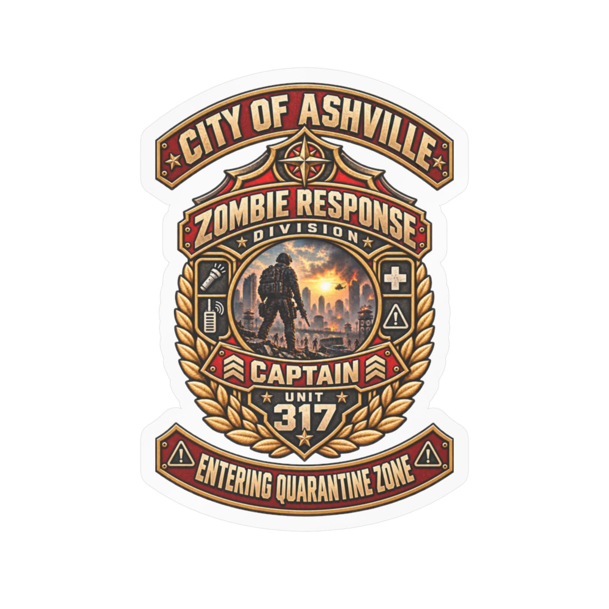 City of Ashfall Zombie Response Division Captain 317 Vinyl Decal
