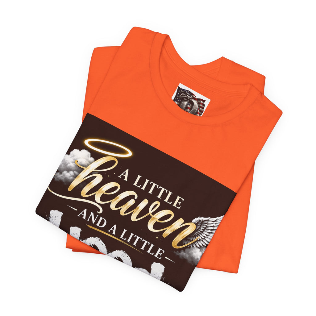 A Little Heaven and a Little Hood T-Shirt | Script Angel Wings Graphic, Bold Street Quote