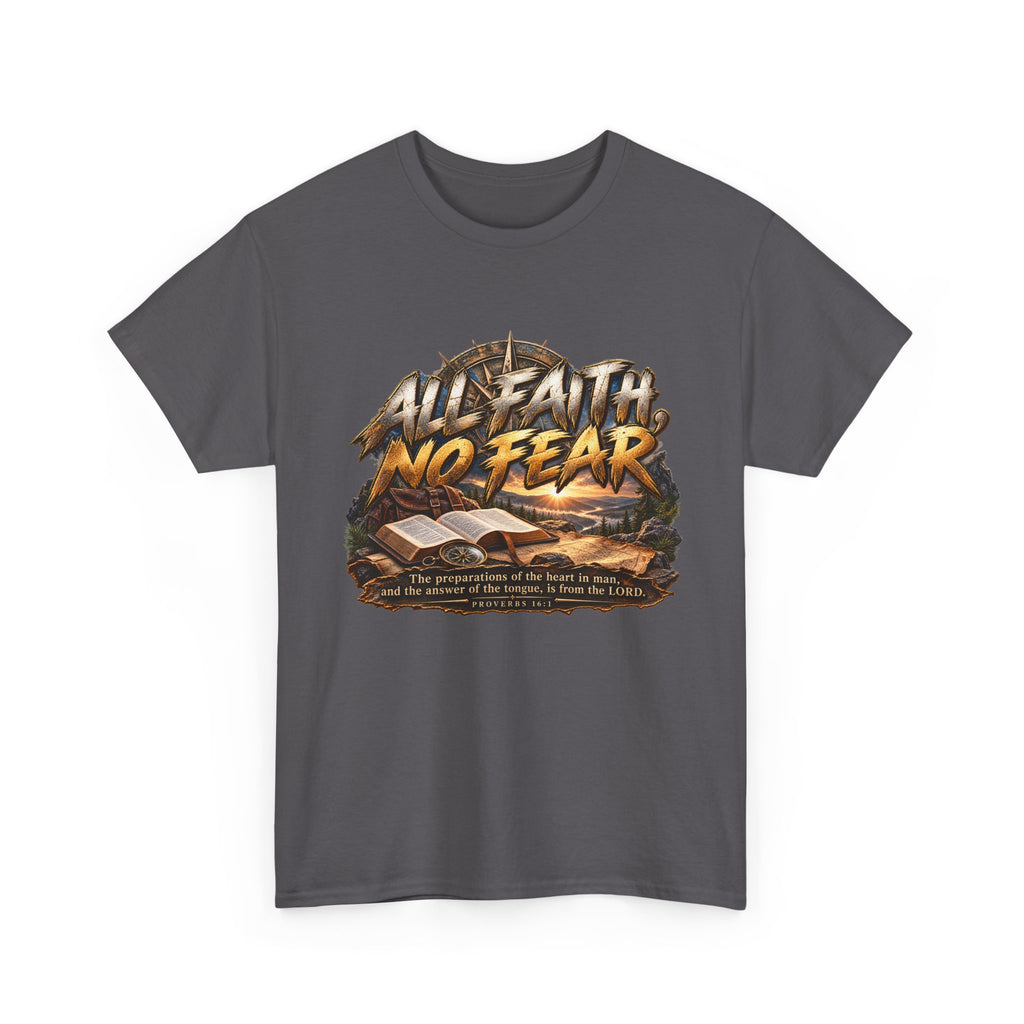 All Faith No Fear Open Bible Christian T-Shirt
