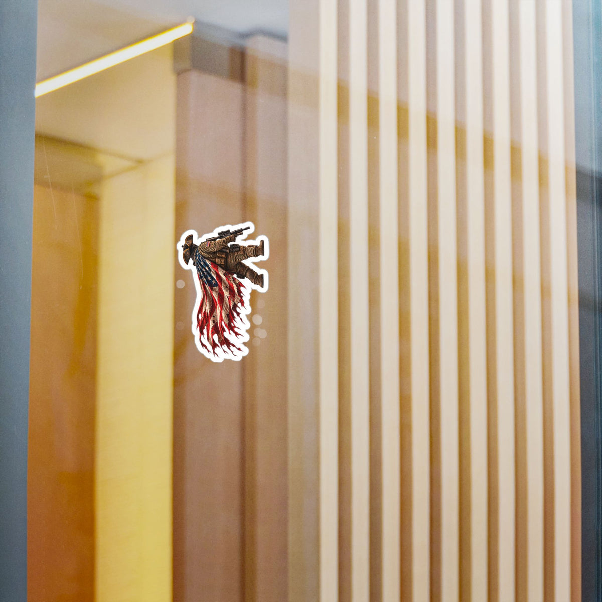 The Freedom Defender | American Flag Soldier Vinyl Sticker
