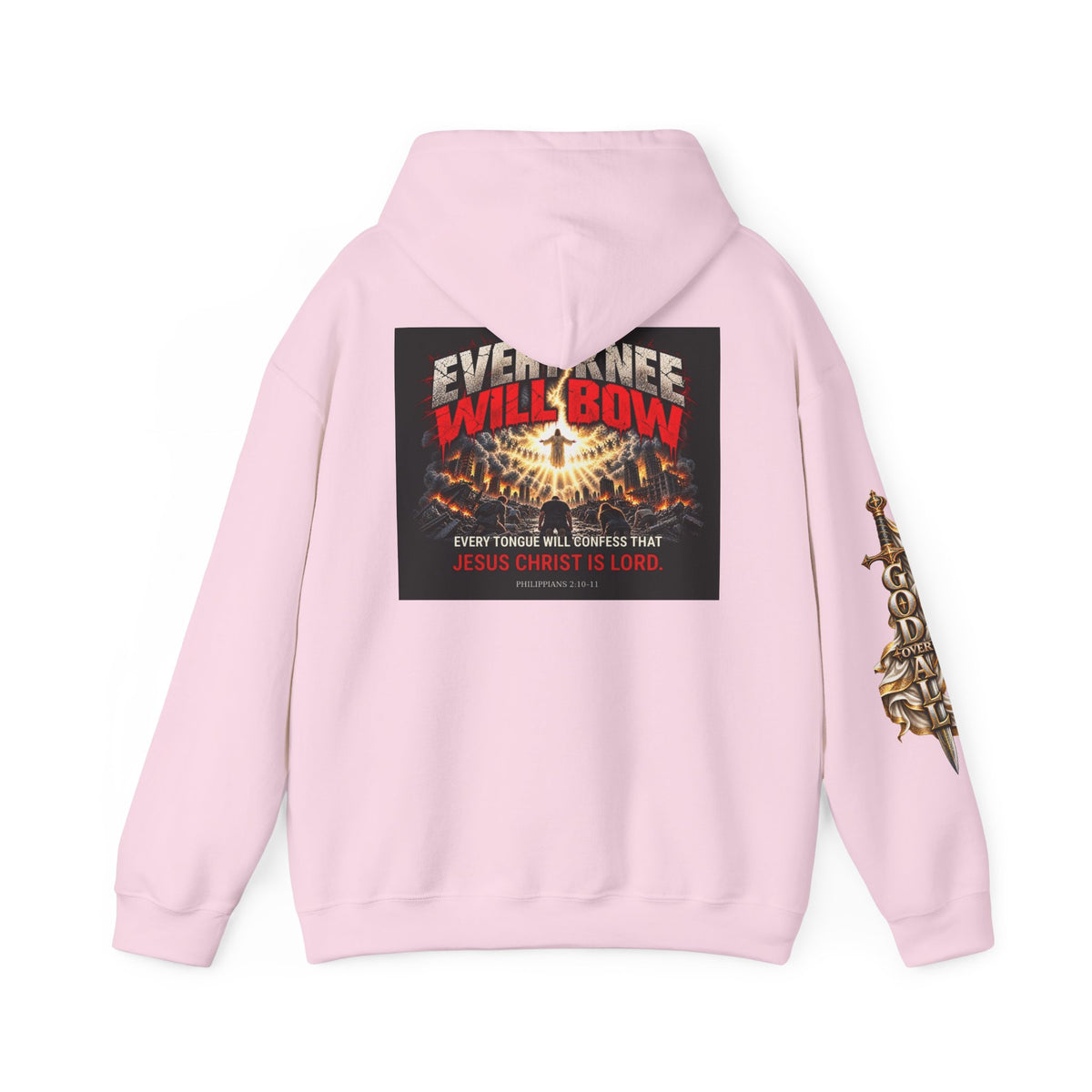 Christian Graphic Hoodie — "Everyone Will Bow" Cross Design