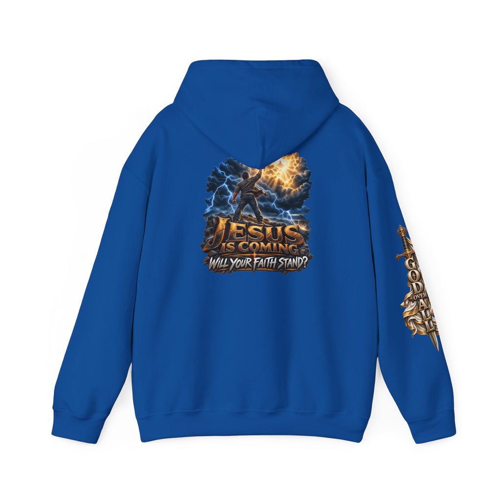 Religious Hoodie — “Jesus Is Coming: Will Your Faith Stand?” Graphic Pullover