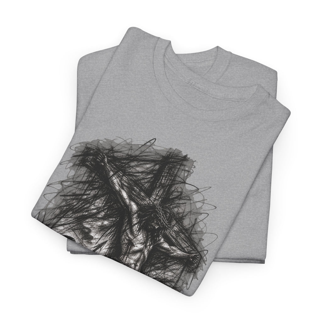 Jesus on the Cross Sketch T-Shirt – Christian Faith Design