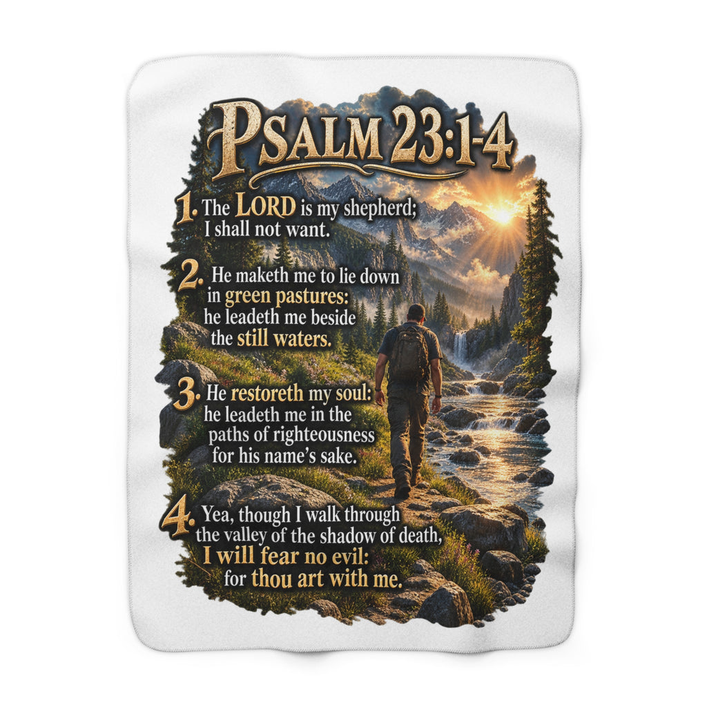 Psalm 23:1-4 Sherpa Fleece Blanket – Christian Scripture Gift