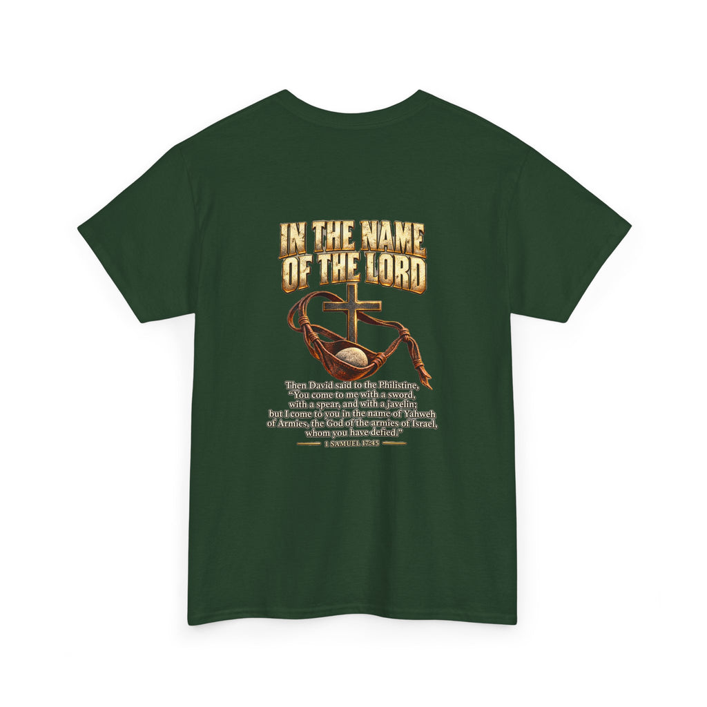Christian Faith T-Shirt — "In the Name of the Lord" Cross & Scripture Graphic Tee