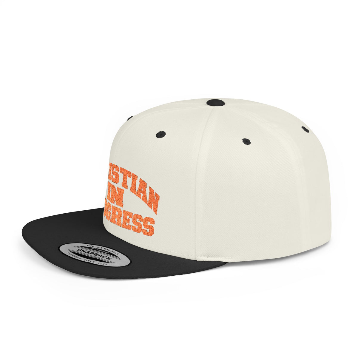 Snapback Hat — "Christian In Progress" Embroidered Flat Bill