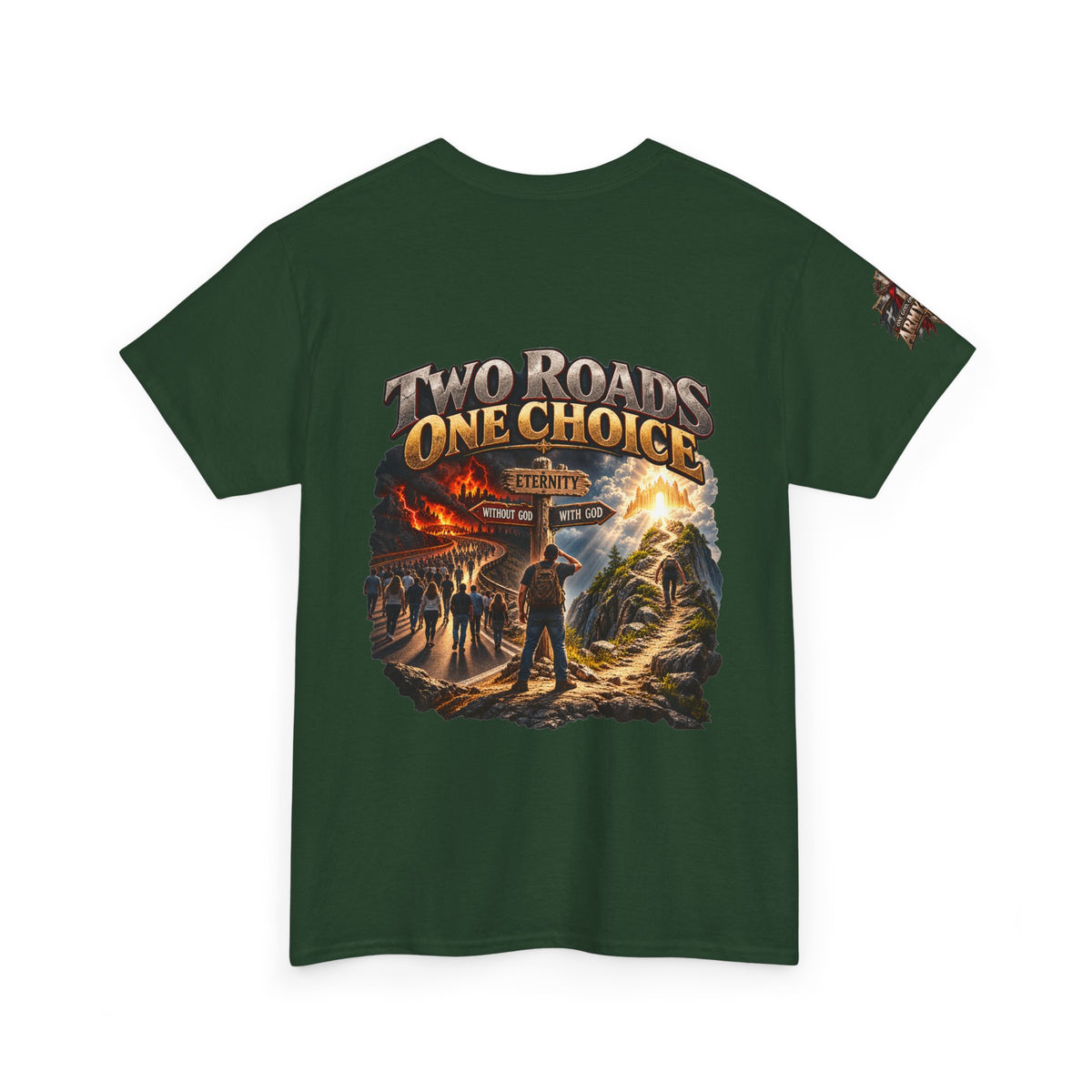 Two Roads One Choice T‑Shirt — Christian Cross Faith Graphic Tee