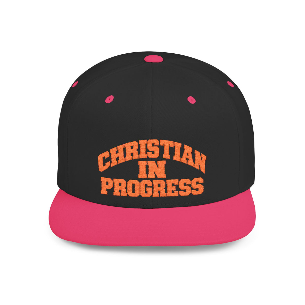 Snapback Hat — "Christian In Progress" Embroidered Flat Bill