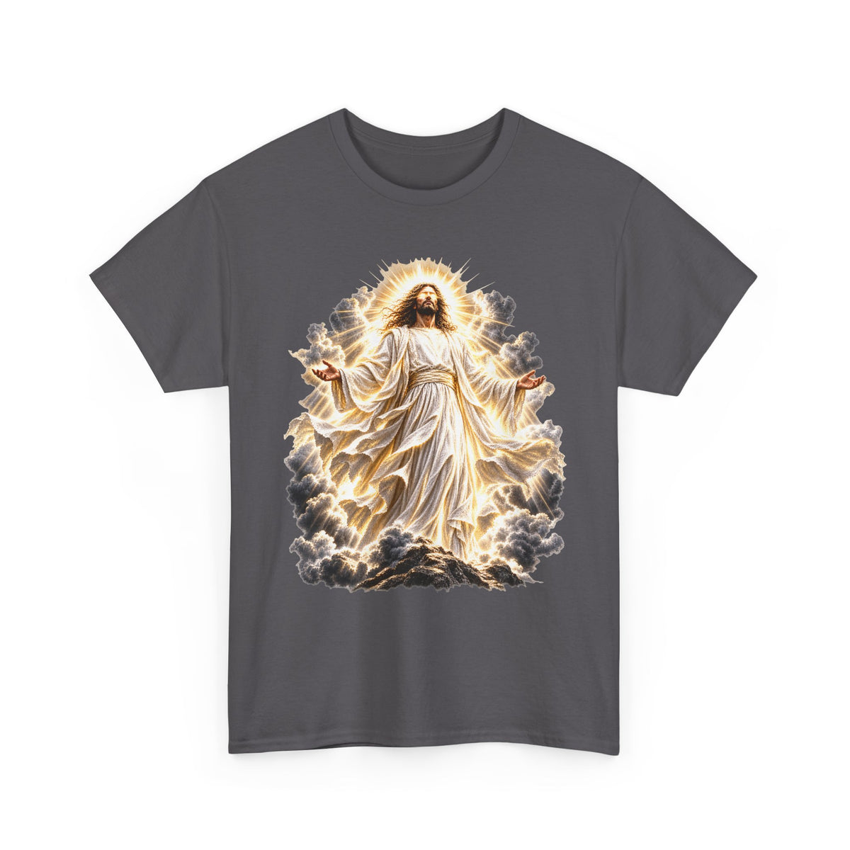 Jesus Ascending from Clouds Christian Faith T-Shirt