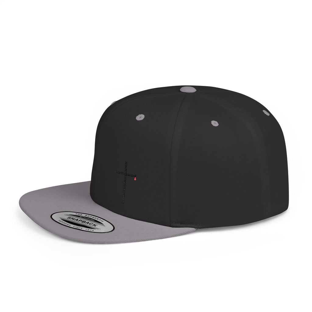 Embroidered Cross Snapback Hat — Minimal Christian Flat Bill Cap