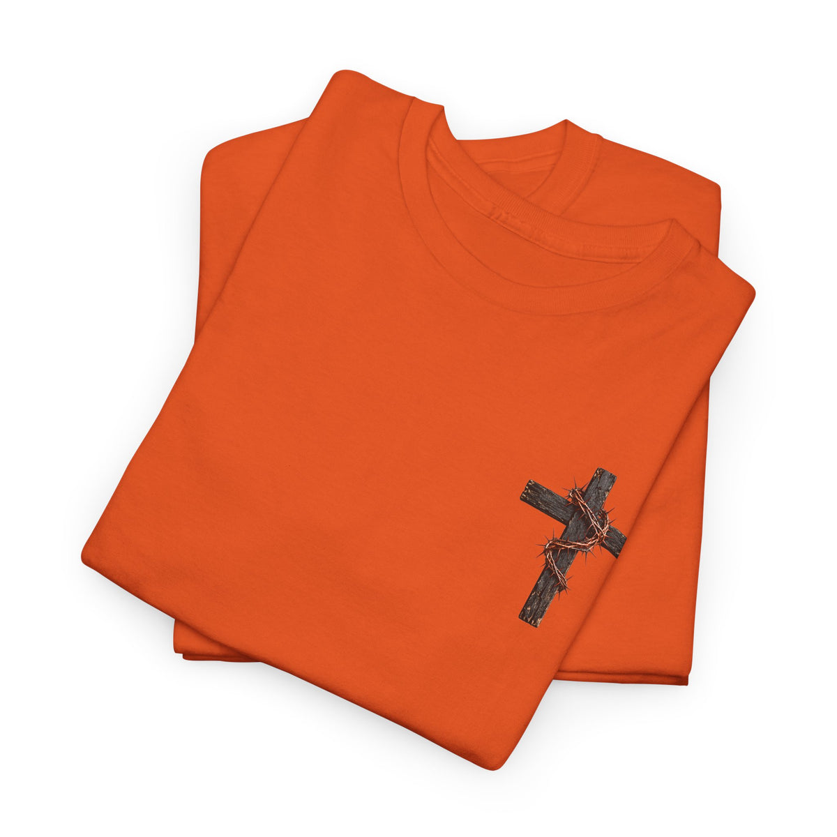 Christian Cross Chest Tee — Small Floral Cross T-Shirt