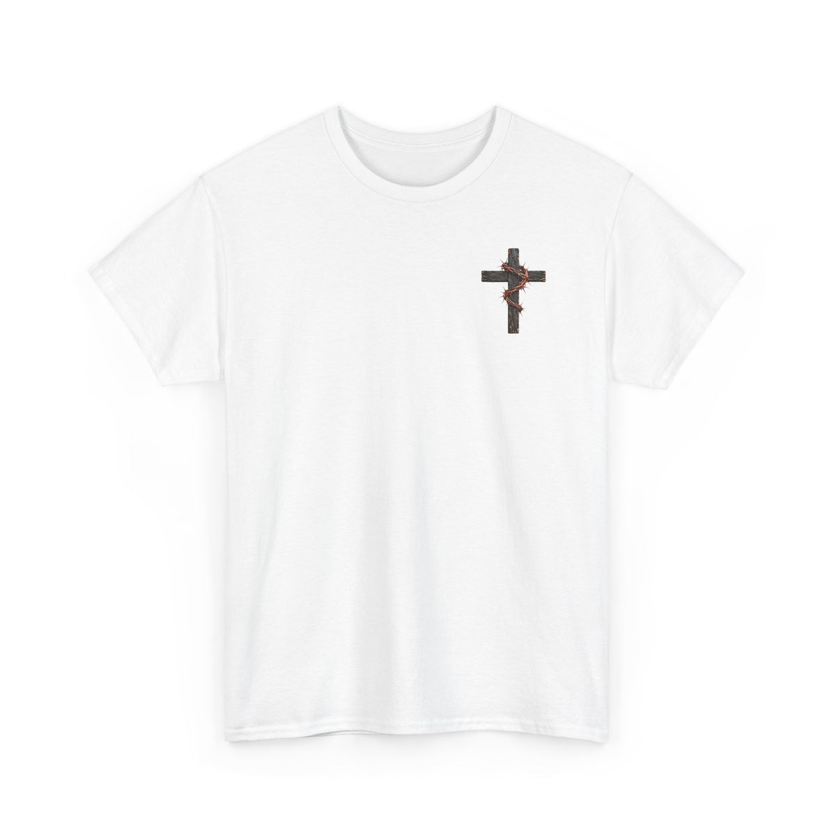 Christian Cross Chest Tee — Small Floral Cross T-Shirt