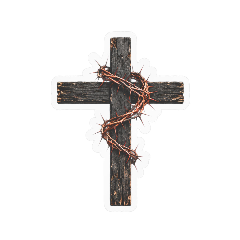 Cross and Crown of Thorns Kiss-Cut Vinyl Decal