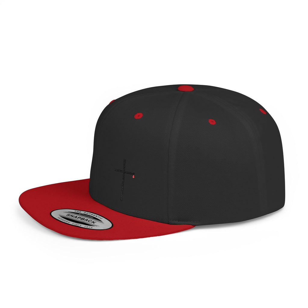 Embroidered Cross Snapback Hat — Minimal Christian Flat Bill Cap