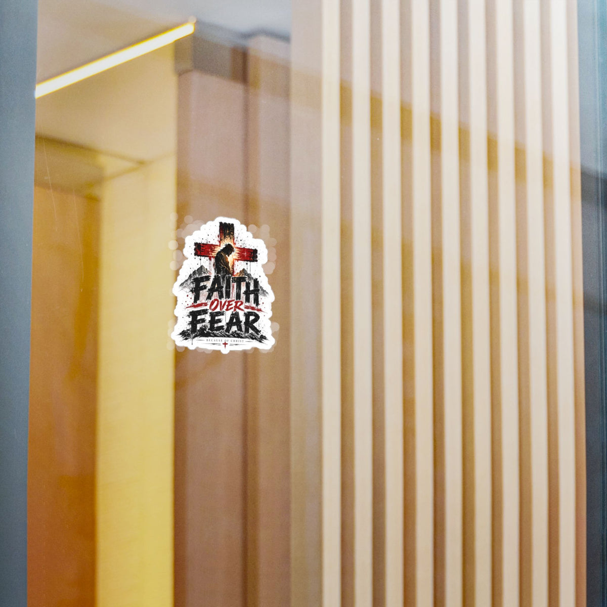 Faith Over Fear Kiss-Cut Vinyl Sticker — Christian Cross Inspirational Decal