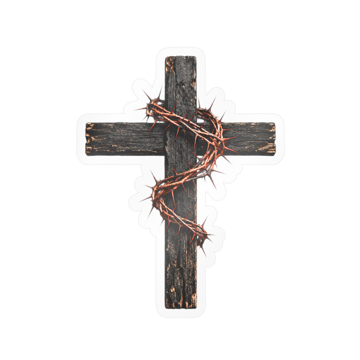 Cross and Crown of Thorns Kiss-Cut Vinyl Decal