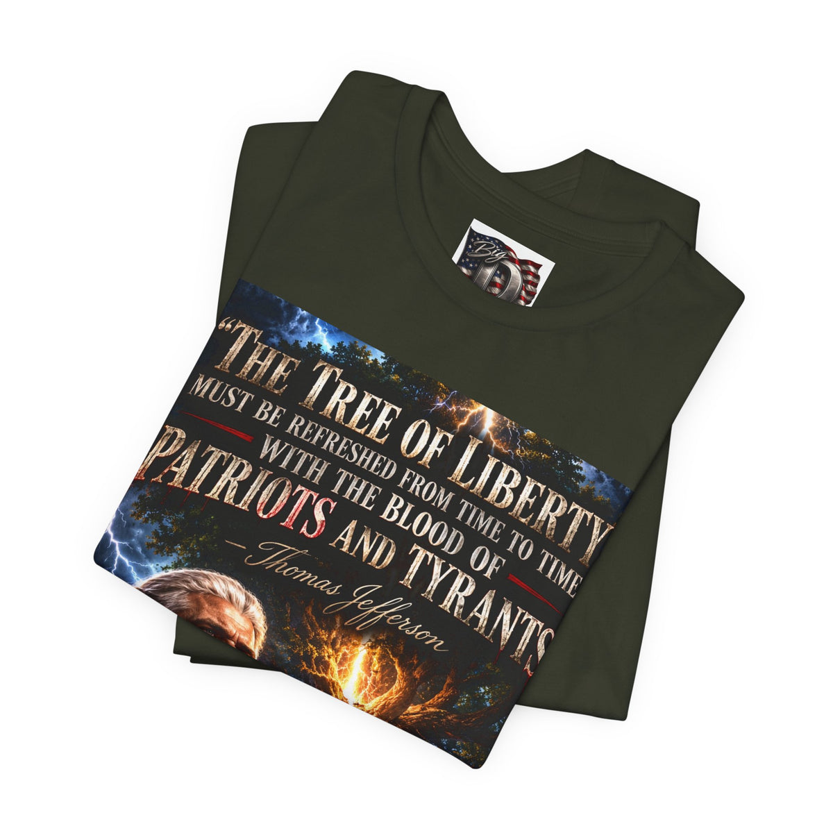Tree of Liberty quote Tee | George Washington portrait, lightning, dramatic patriotic design