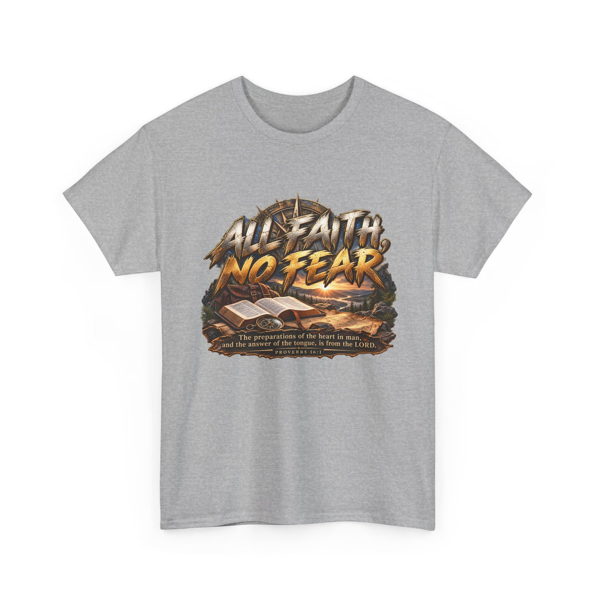 All Faith No Fear Open Bible Christian T-Shirt