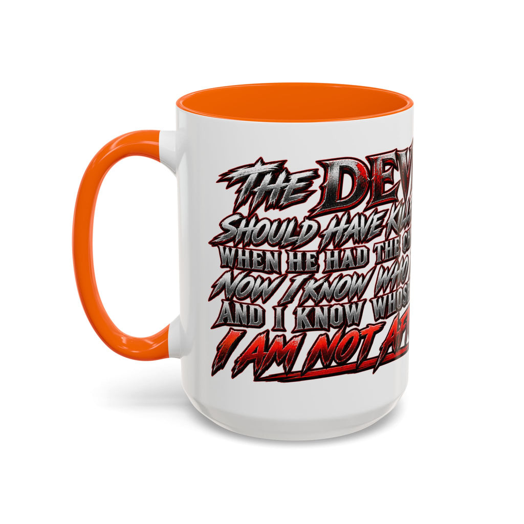 Christian Faith Mug – “Evil Never Killed Me” Cross Coffee Mug