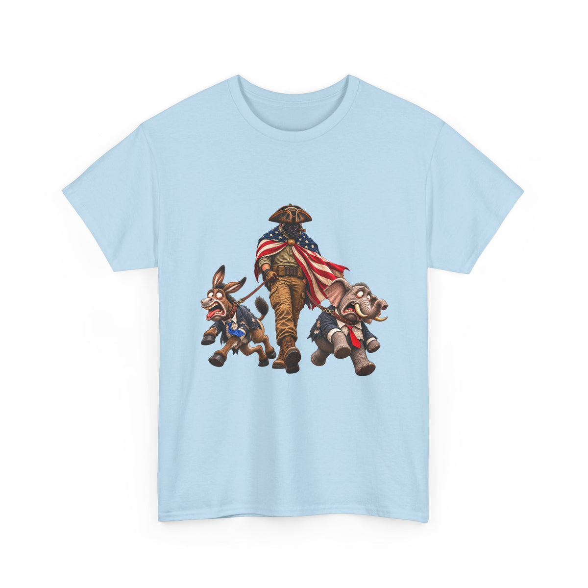 Lieutenant Patriot with Donkey and Elephant Political Satire T-Shirt