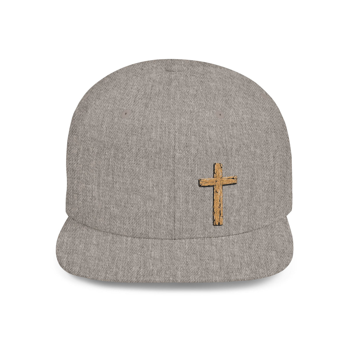 Gold Glitter Cross Flat Bill Snapback Hat