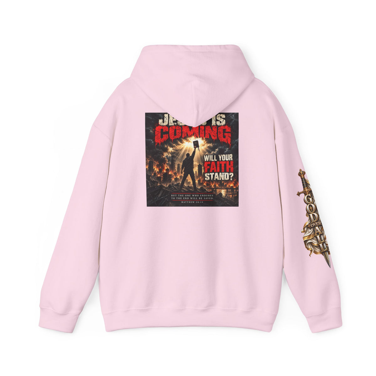 Religious Graphic Hoodie — "Jesus Is Coming / One God One Salvation" Apocalyptic Faith Sweater