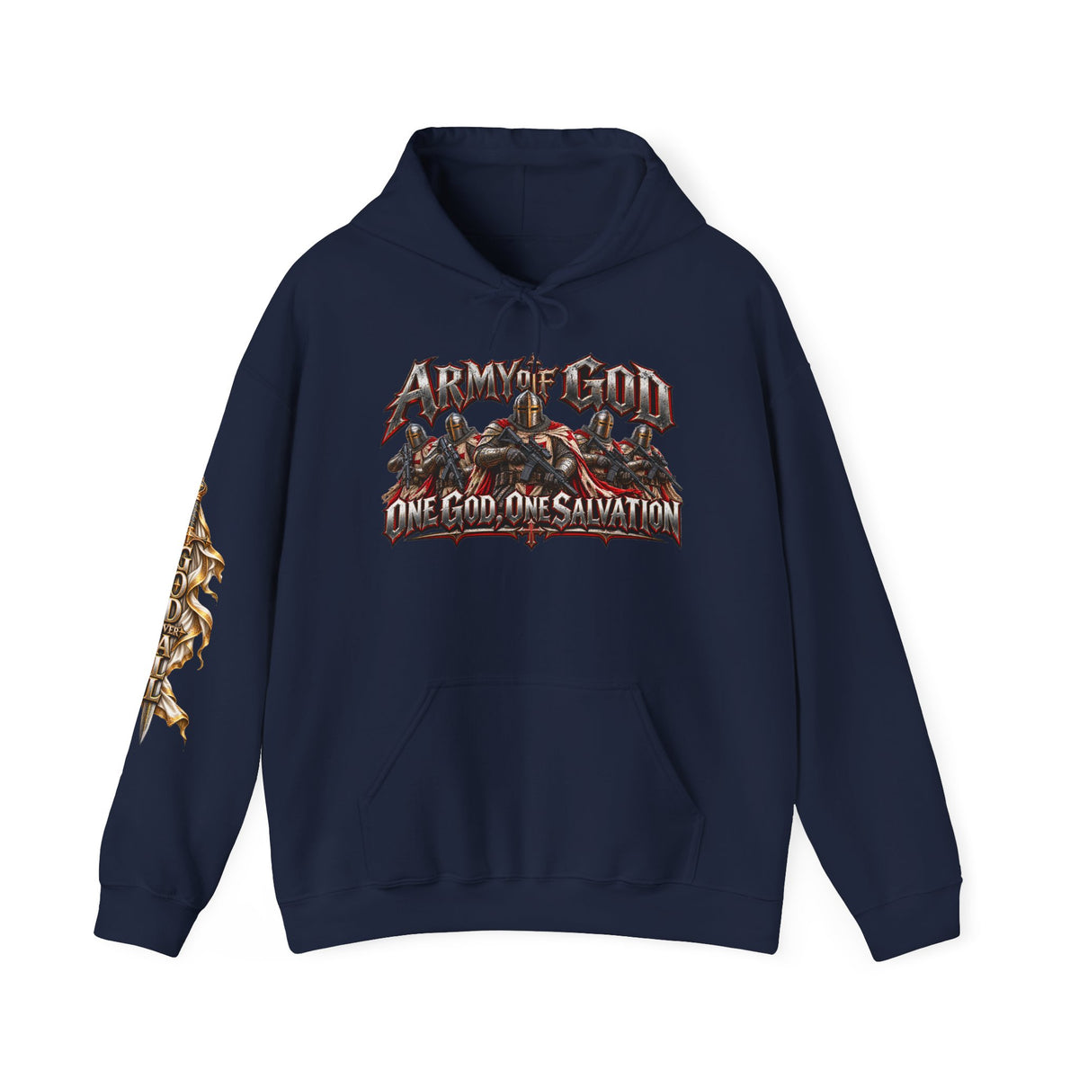 Christian Metal Hoodie - "One God, One Salvation" Graphic Pullover