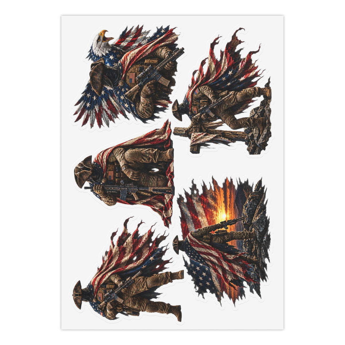 The Freedom Defender | Patriotic Soldier Sticker Sheet