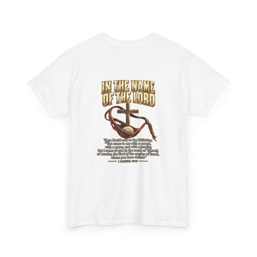 Christian Faith T-Shirt — "In the Name of the Lord" Cross & Scripture Graphic Tee