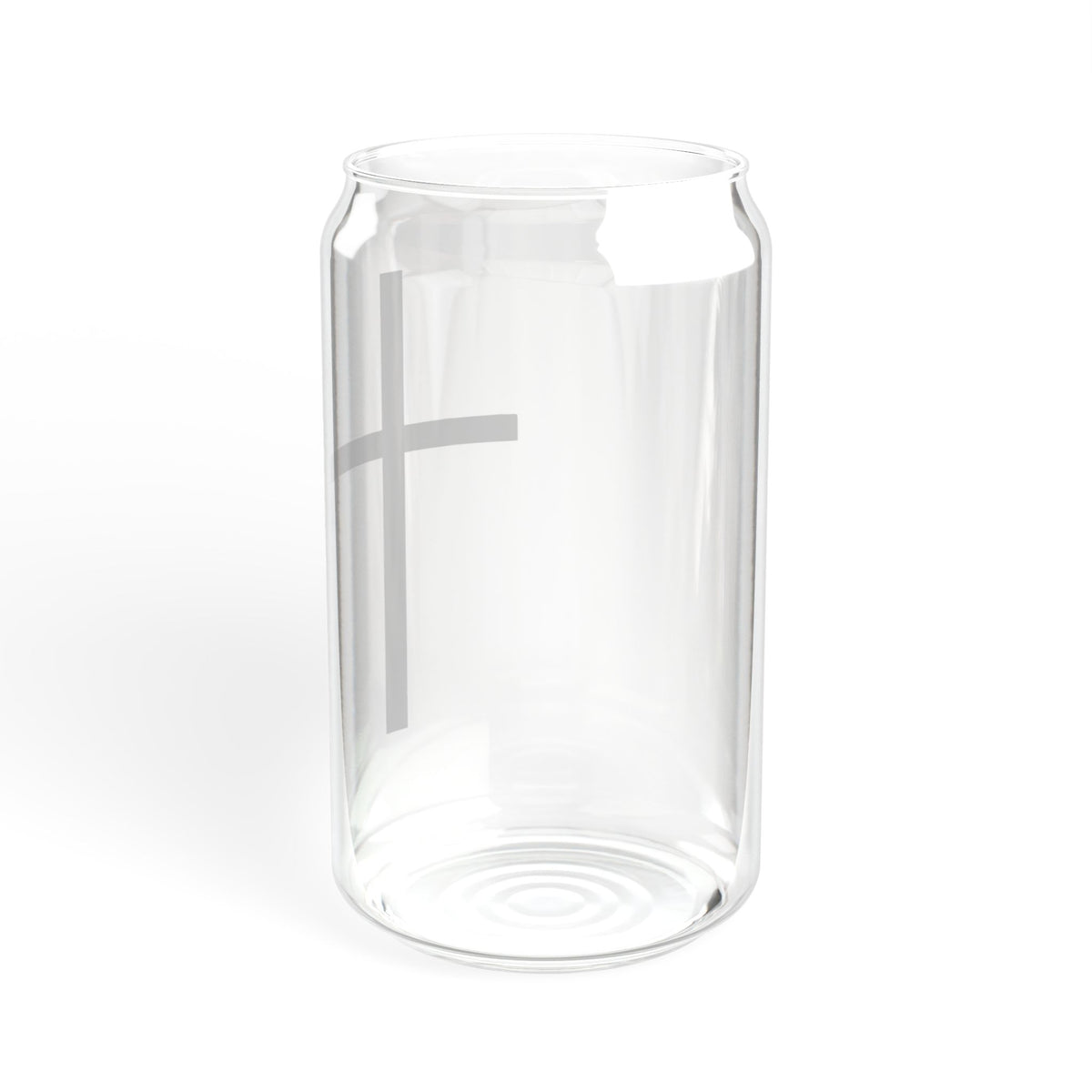 Minimalist Black Cross with Red Teardrop Sipper Glass