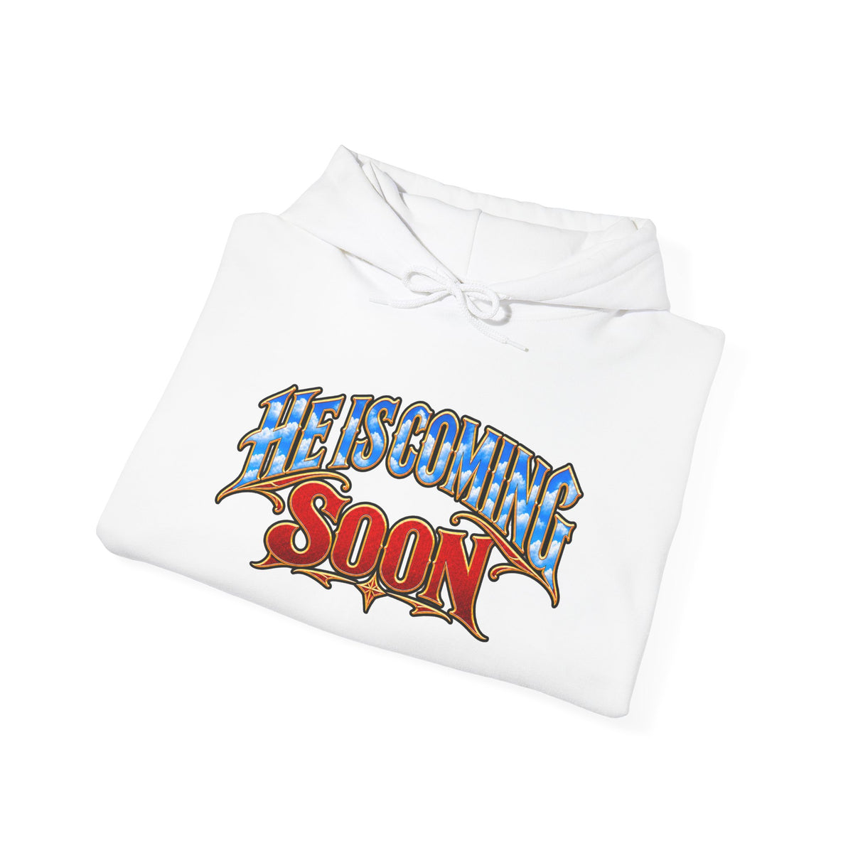He Is Coming Soon Christian Hoodie – Front, Back & Sleeve Design