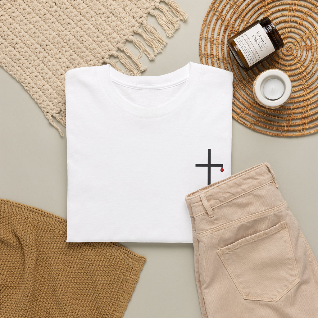 Minimal Cross T-Shirt — Small Chest Christian Cross Tee