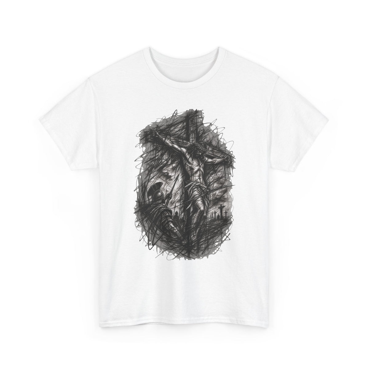 Jesus on the Cross Sketch T-Shirt – Christian Faith Design