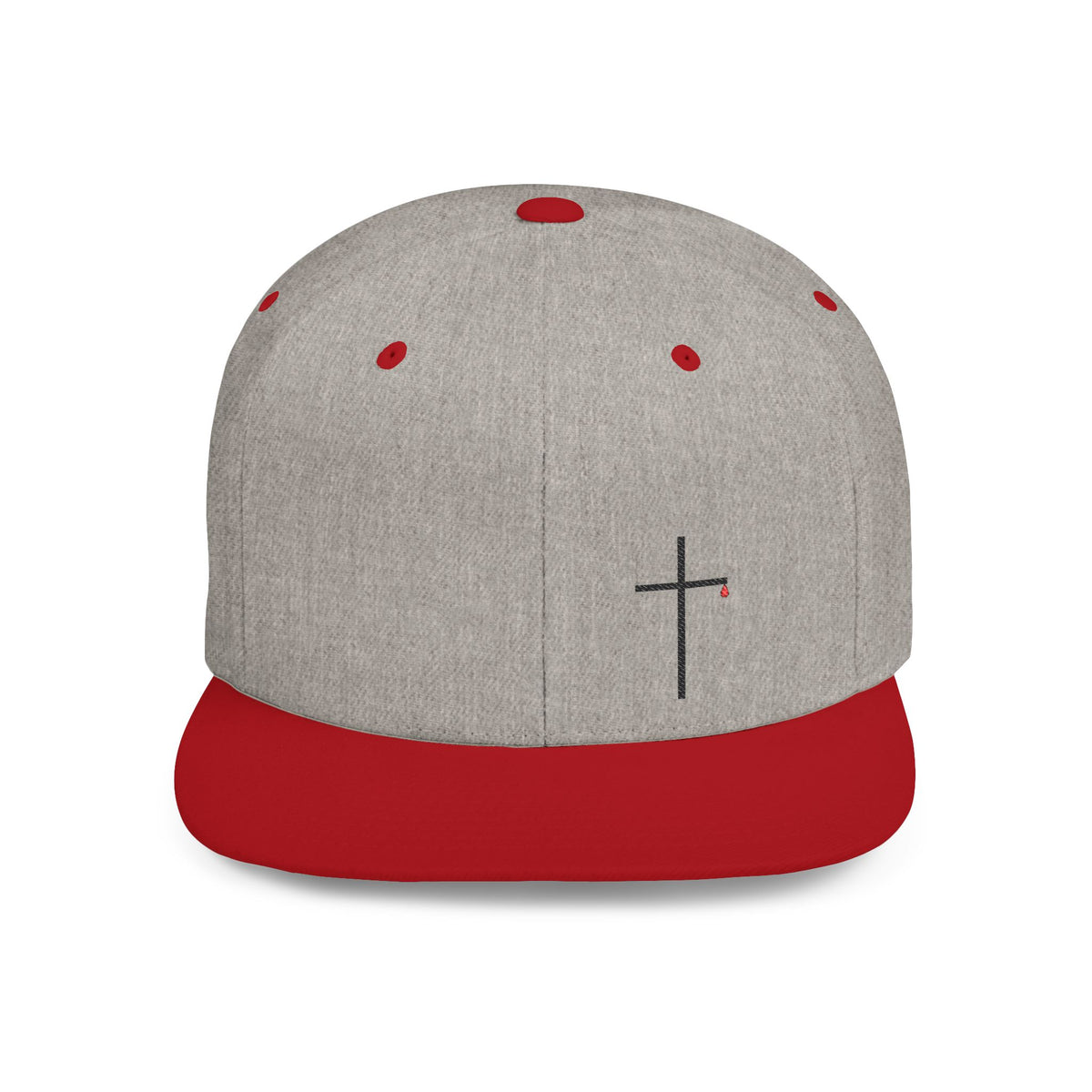 Embroidered Cross Snapback Hat — Minimal Christian Flat Bill Cap