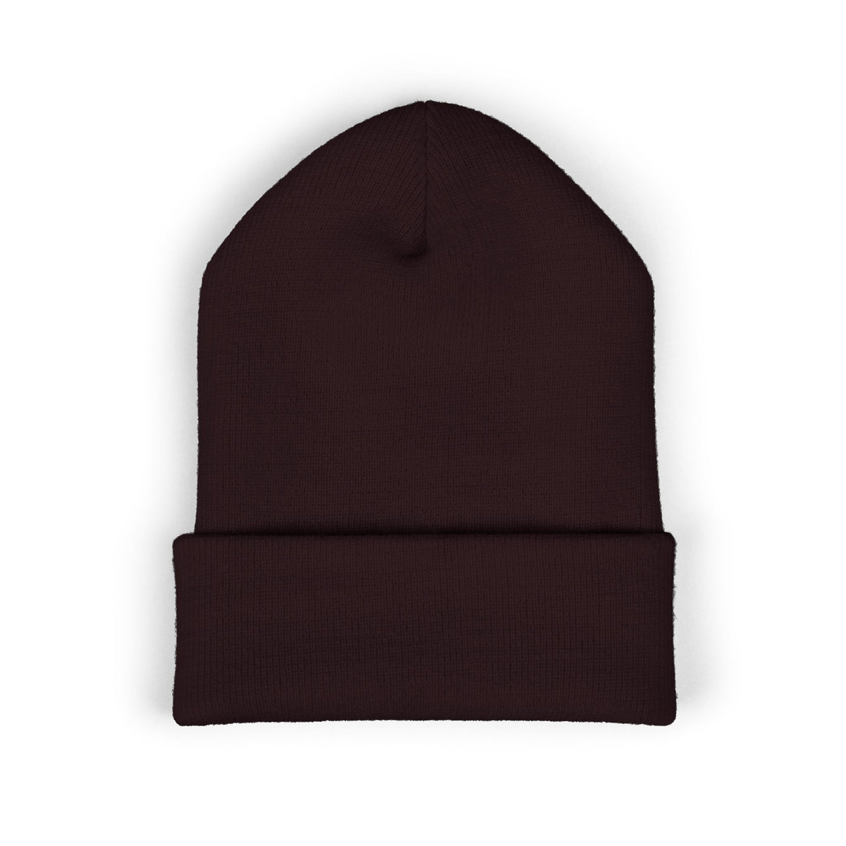 Embroidered Gold Cross Cuffed Beanie — Minimal Faith Winter Hat