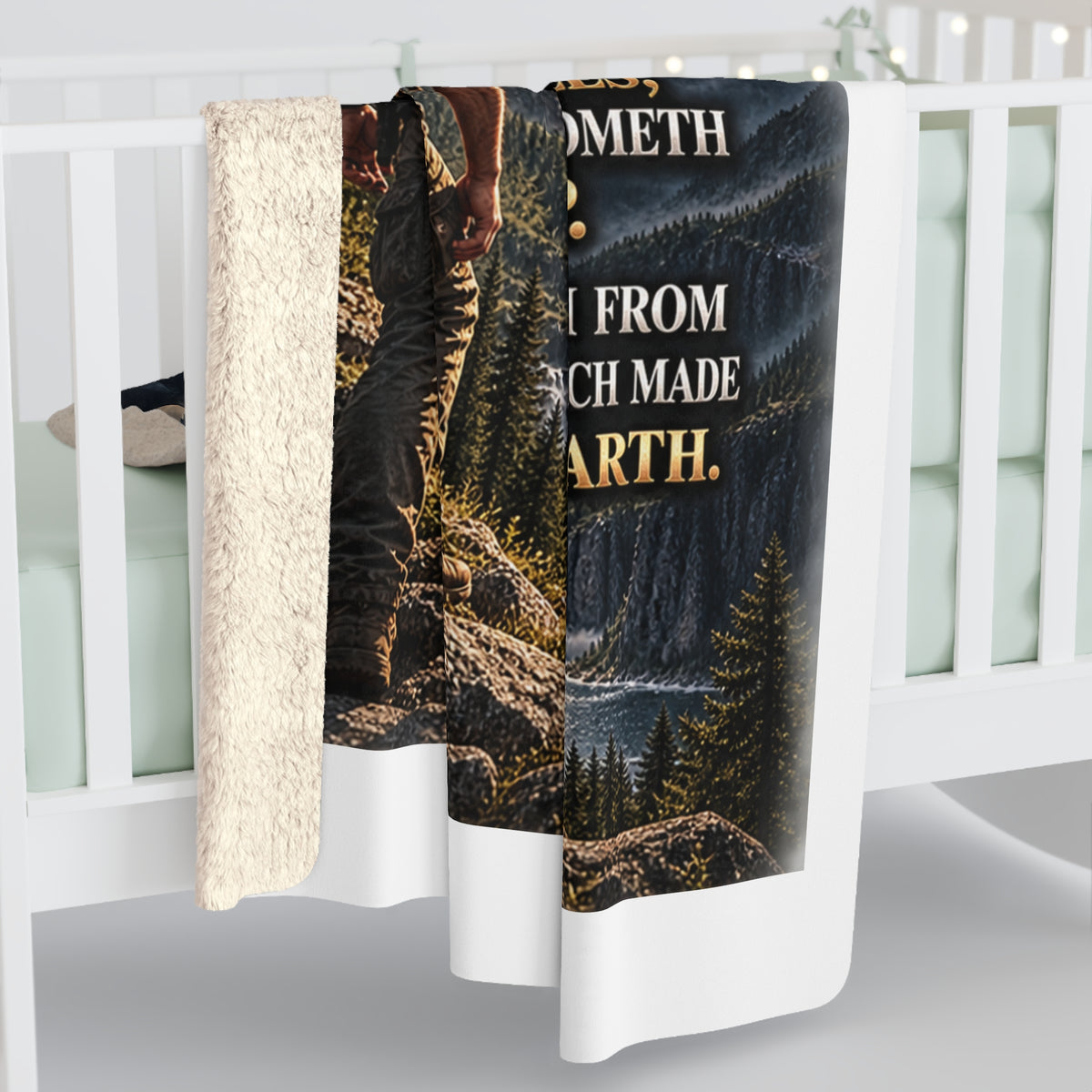 Psalm 121:1-2 Mountain Sherpa Fleece Blanket